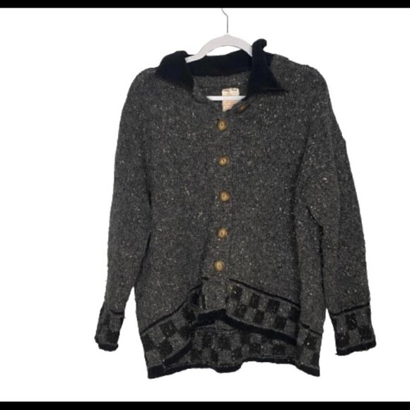 Roisin Dubh Wool Chenille Button Down Sweater Cardigan - Picture 1 of 5